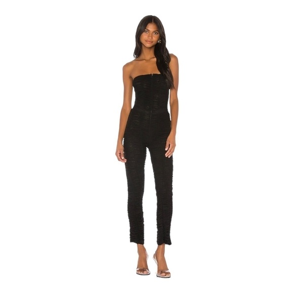 I.AM.GIA Ophelia Black Mesh Ruched Strapless Bodycon Jumpsuit NWT Size S - Picture 9 of 13